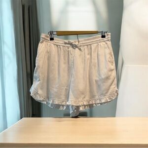 Crown & Ivy White Ruffle Hem High Waist Shorts